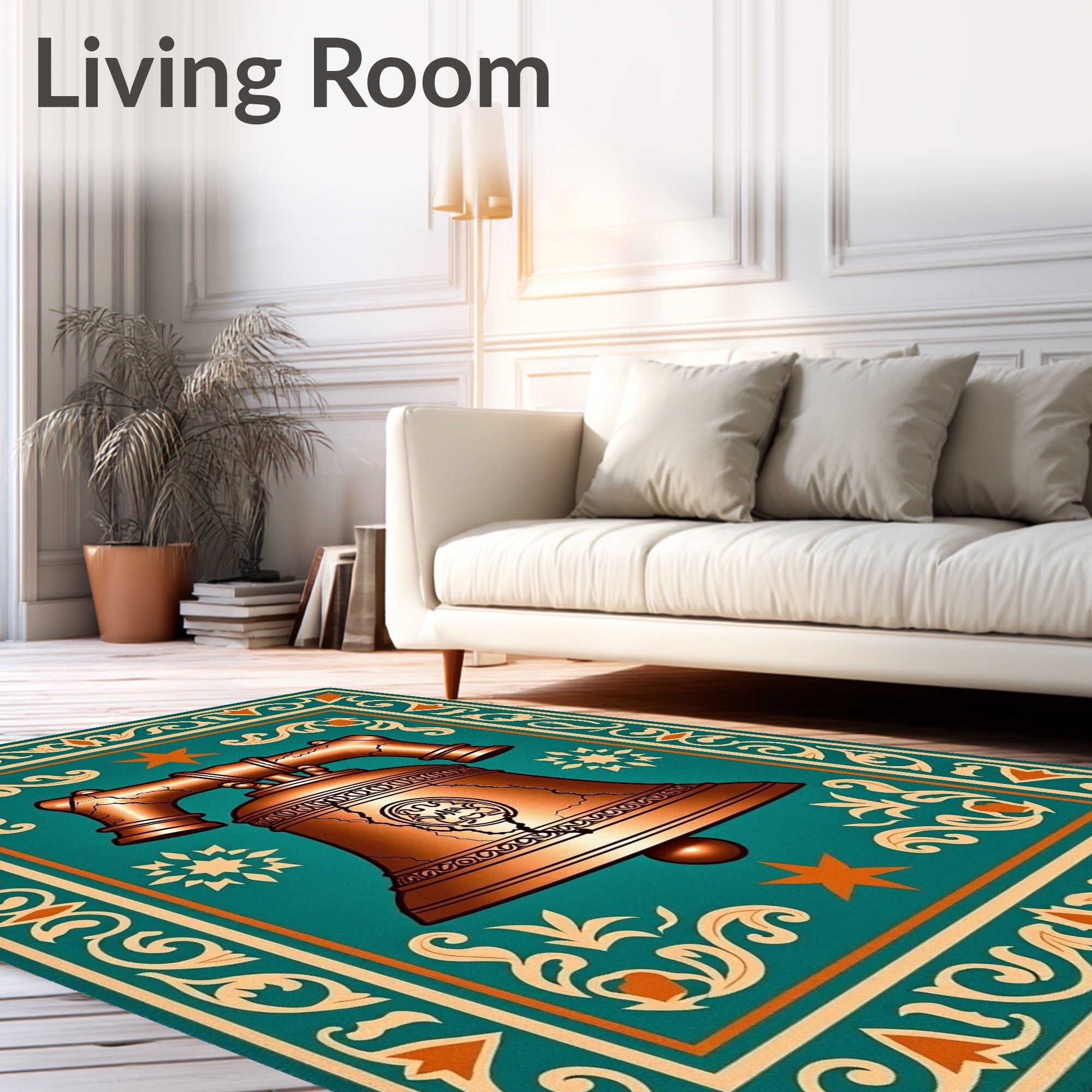 Copper Bell Teal Ornate Floral Rug