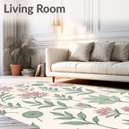 Delicate Pink Green Leafy Branches Rug