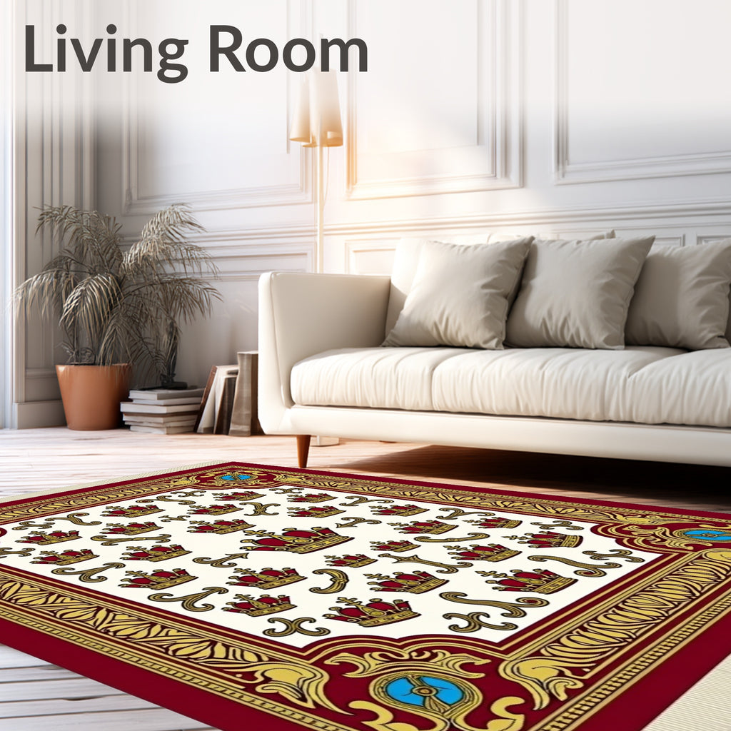 Regal Crown Embellished Golden Border Rug