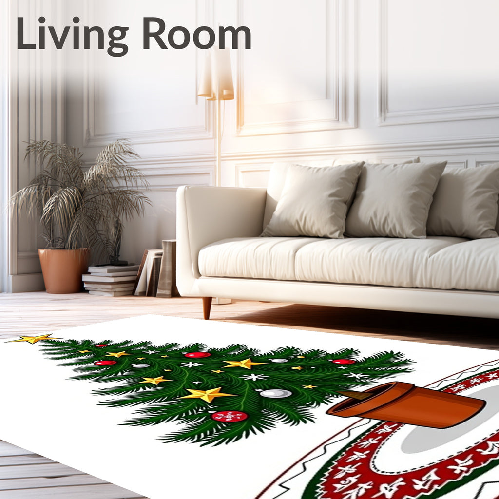 Festive Christmas Tree Ornamented Star Rug