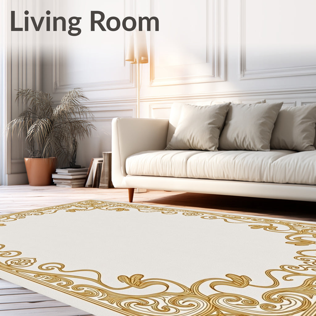 Ornate Golden Vine Border Rug