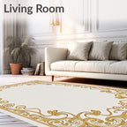 Ornate Golden Vine Border Rug
