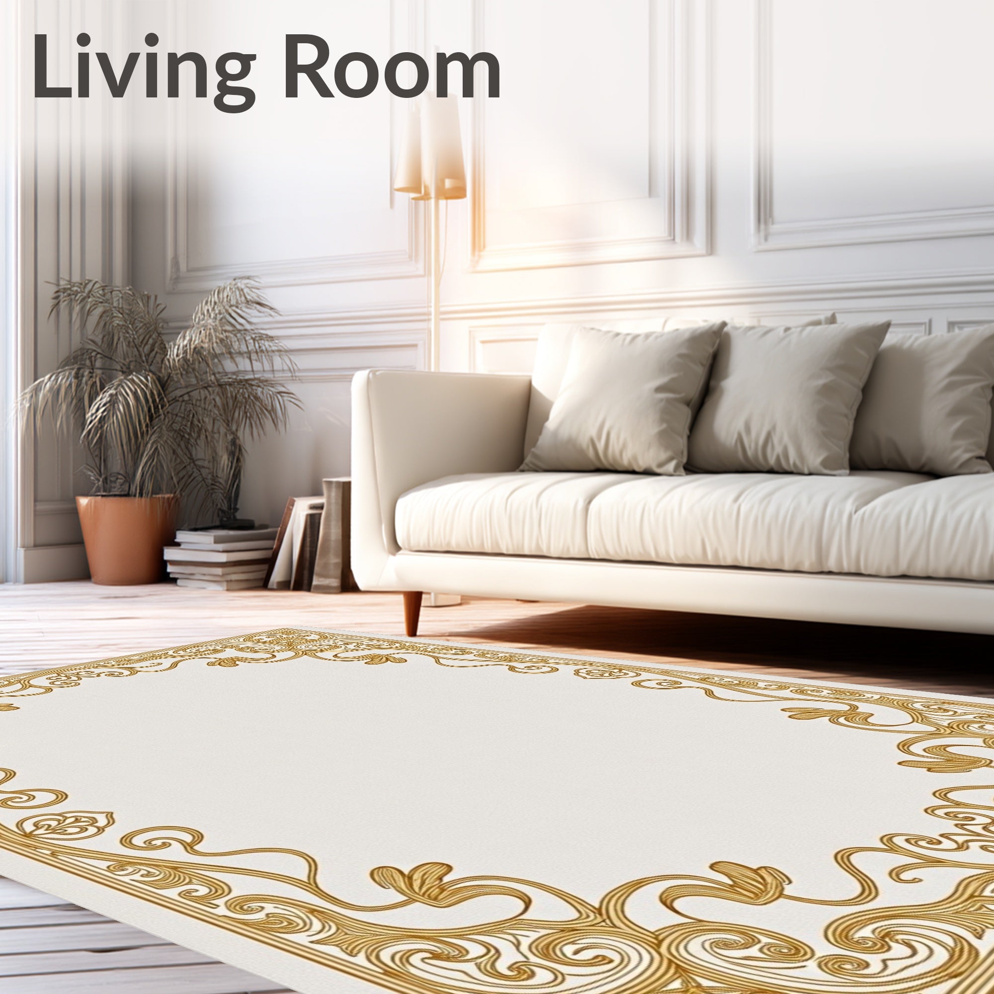 Ornate Golden Vine Border Rug