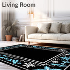 Winter Sky Floral Border Rug