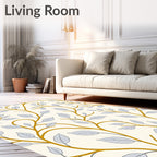 Golden Vine Gray Leaf Foliage Rug