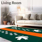 Forest Green Orange Leaf Cascade Rug