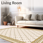 Cream Geometric Diamond Border Rug