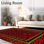 Bold Red Abstract Geometric Frame Rug