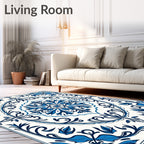 Classic Blue Floral Medallion Rug