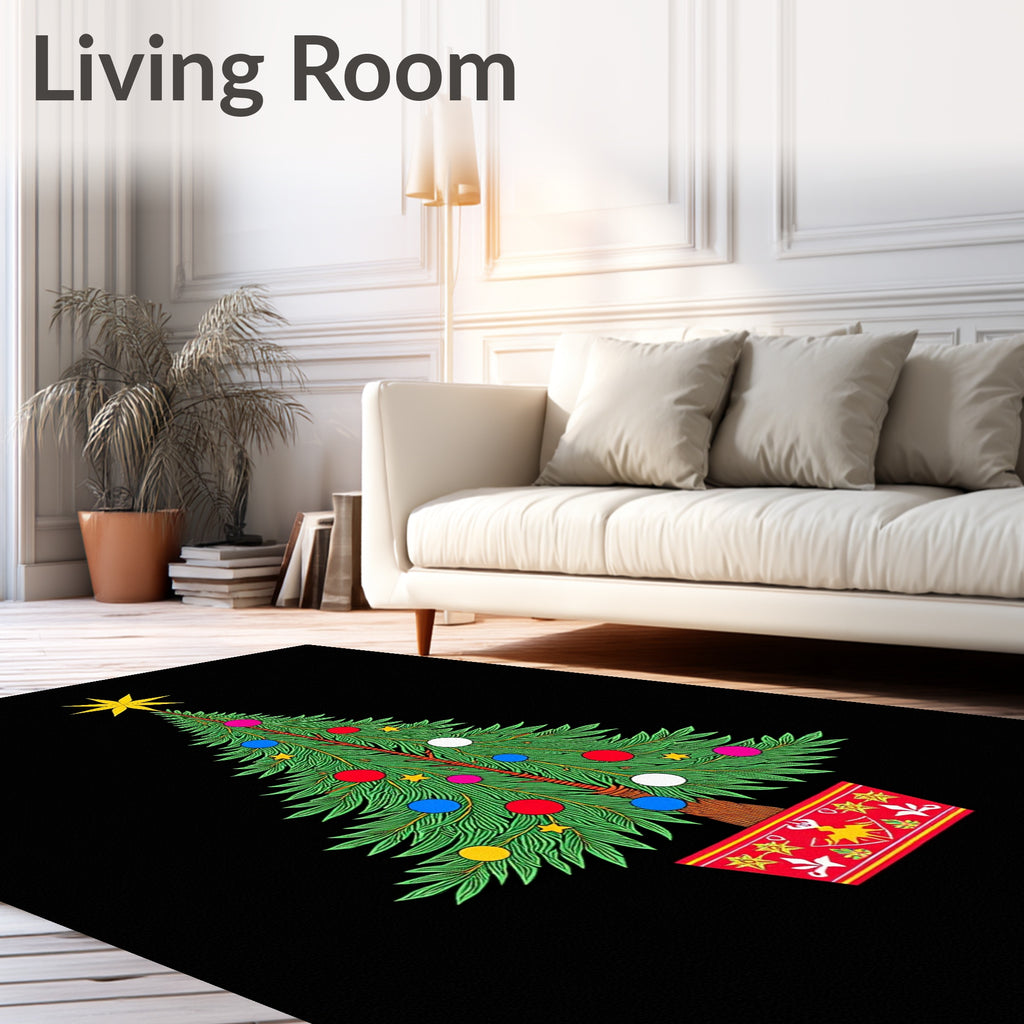Vibrant Christmas Tree Ornaments Star Rug