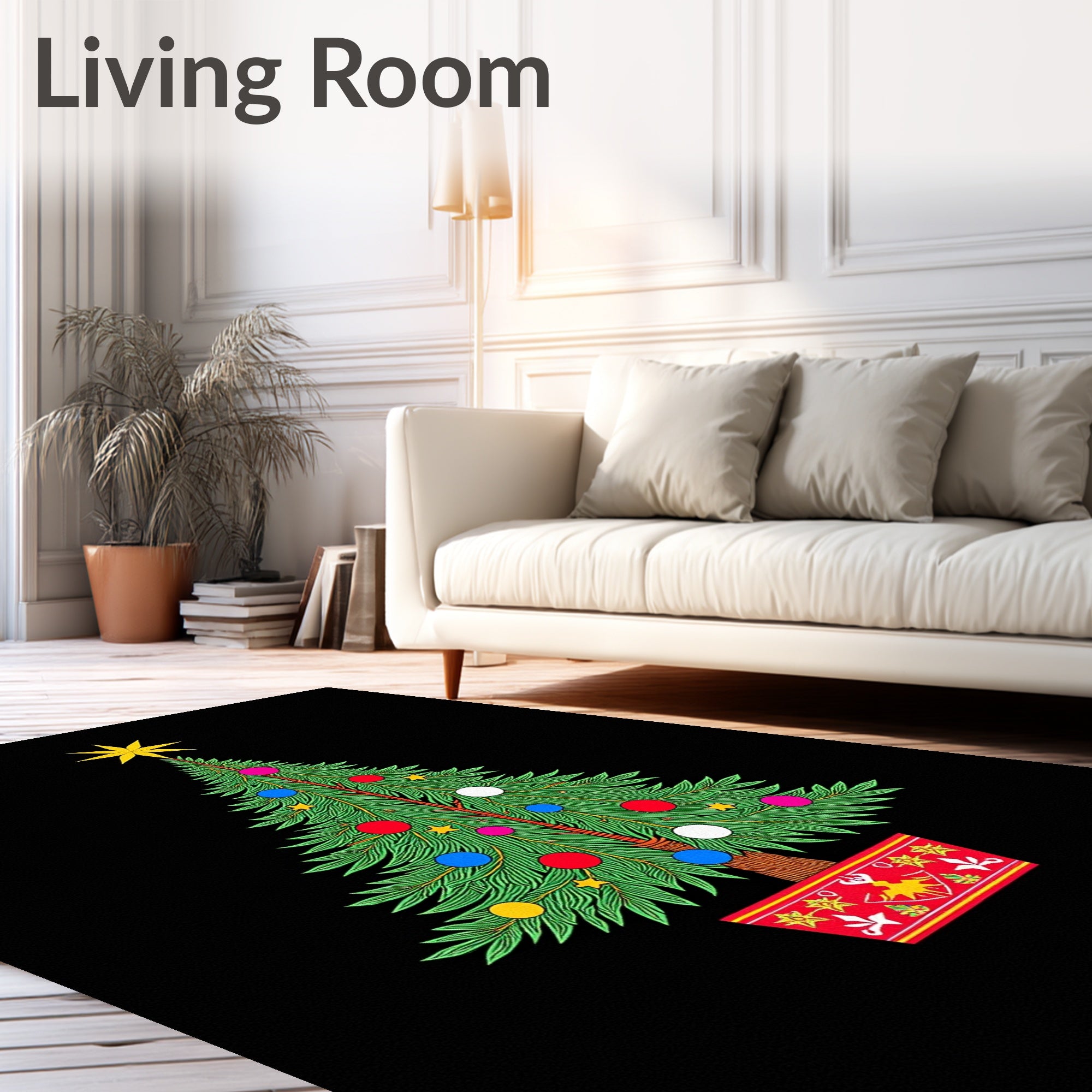 Vibrant Christmas Tree Ornaments Star Rug
