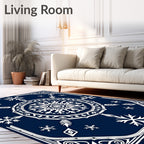Midnight Blue Snowflake Mandala Rug