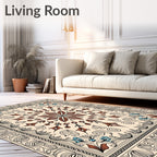 Crimson Floral Medallion With Blue Accents Rug