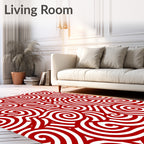 Crimson Swirl Line Abstract Rug