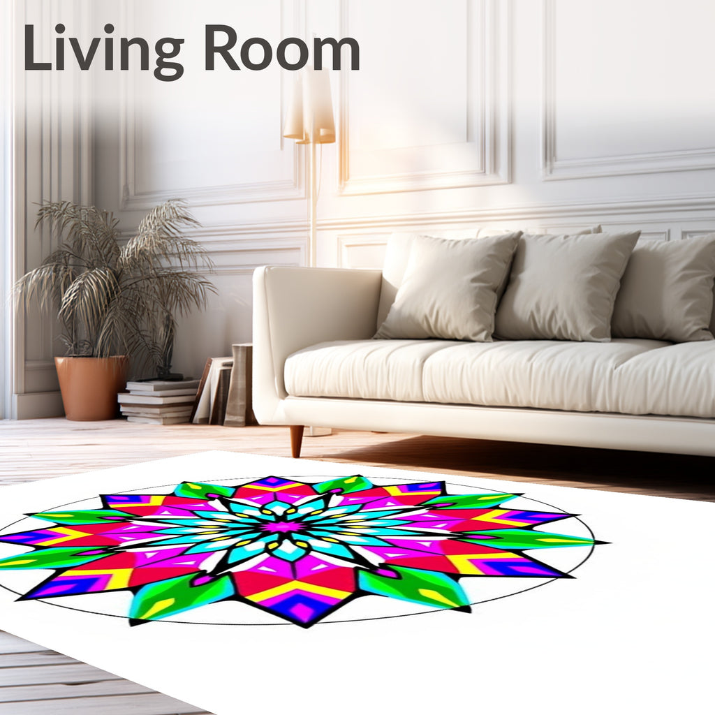 Vivid Rainbow Geometric Radiance Rug
