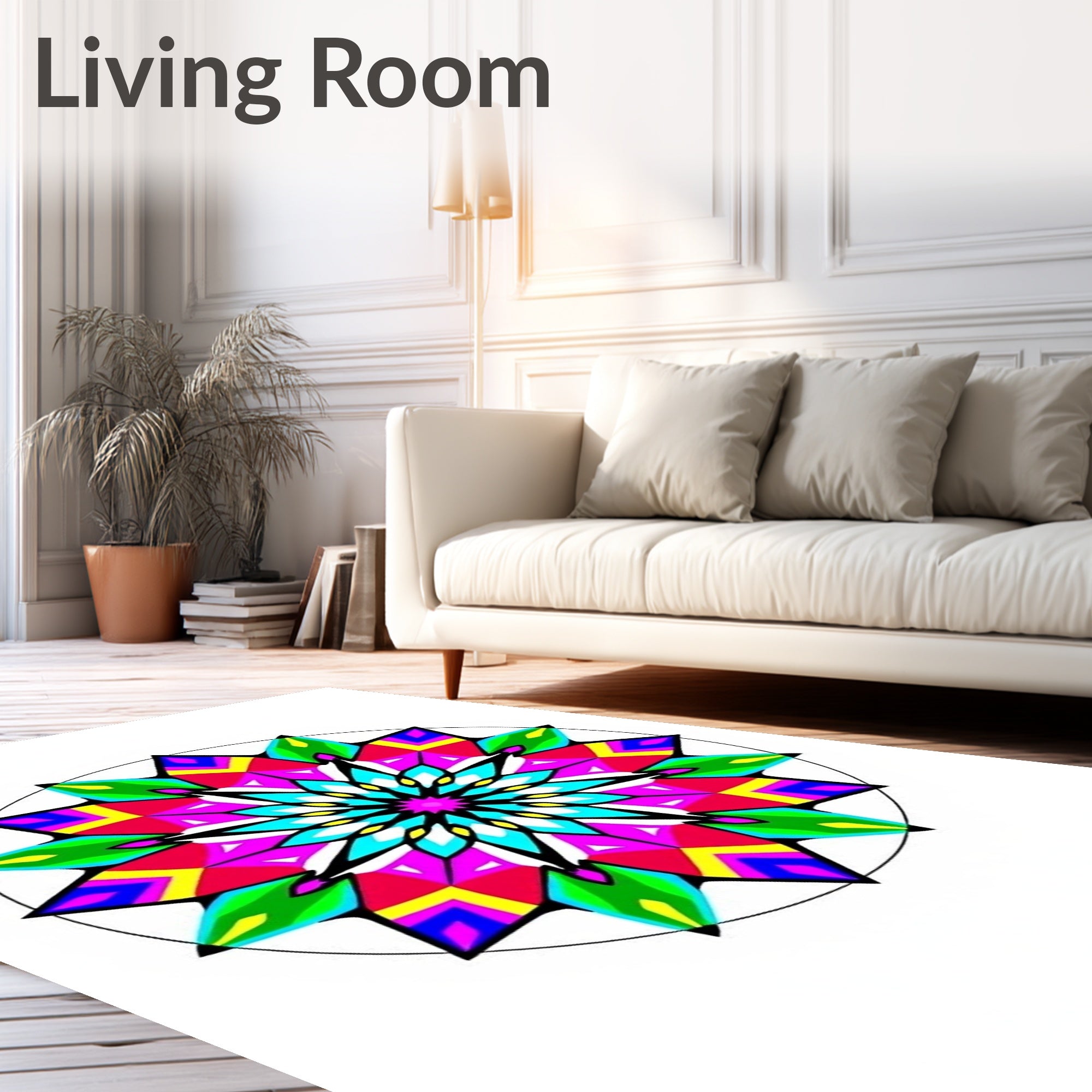 Vivid Rainbow Geometric Radiance Rug