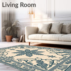 Elegant Teal Floral Arabesque Rug