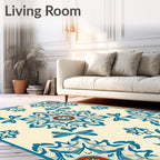 Blue Crimson Floral Medallion Rug
