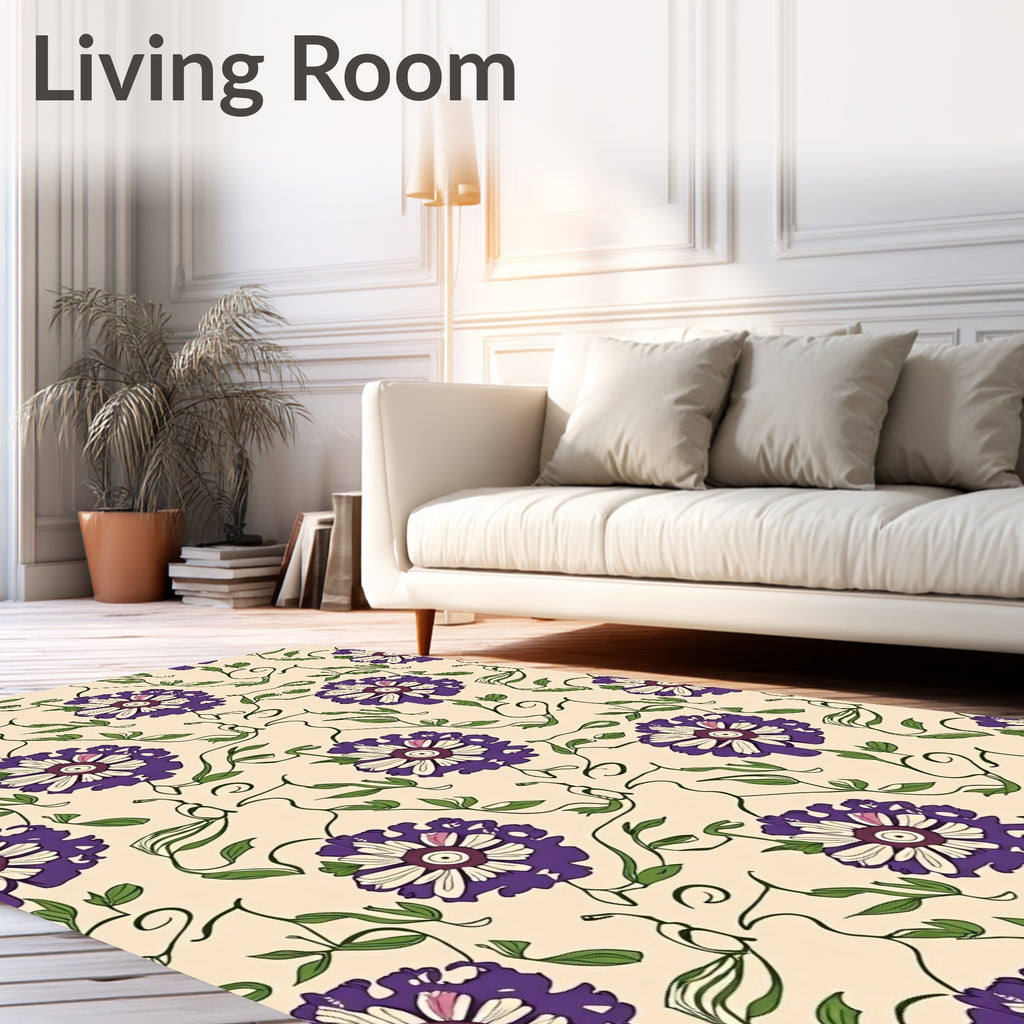 Purple Floral Vine Meadow Rug