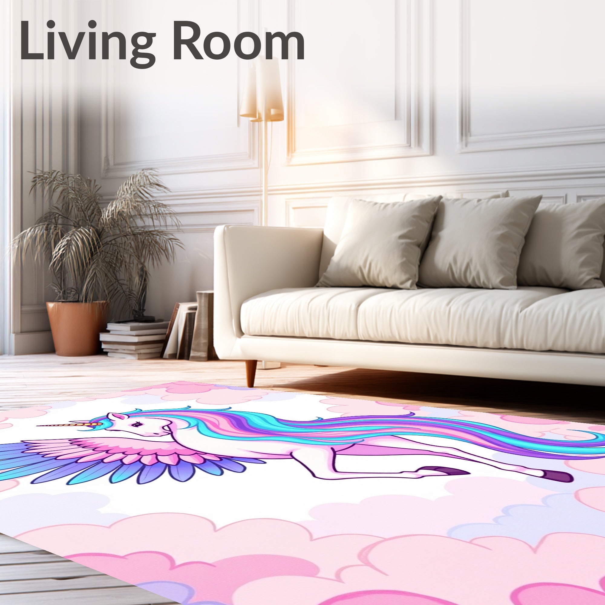 Pastel Clouds Flying Unicorn Rug
