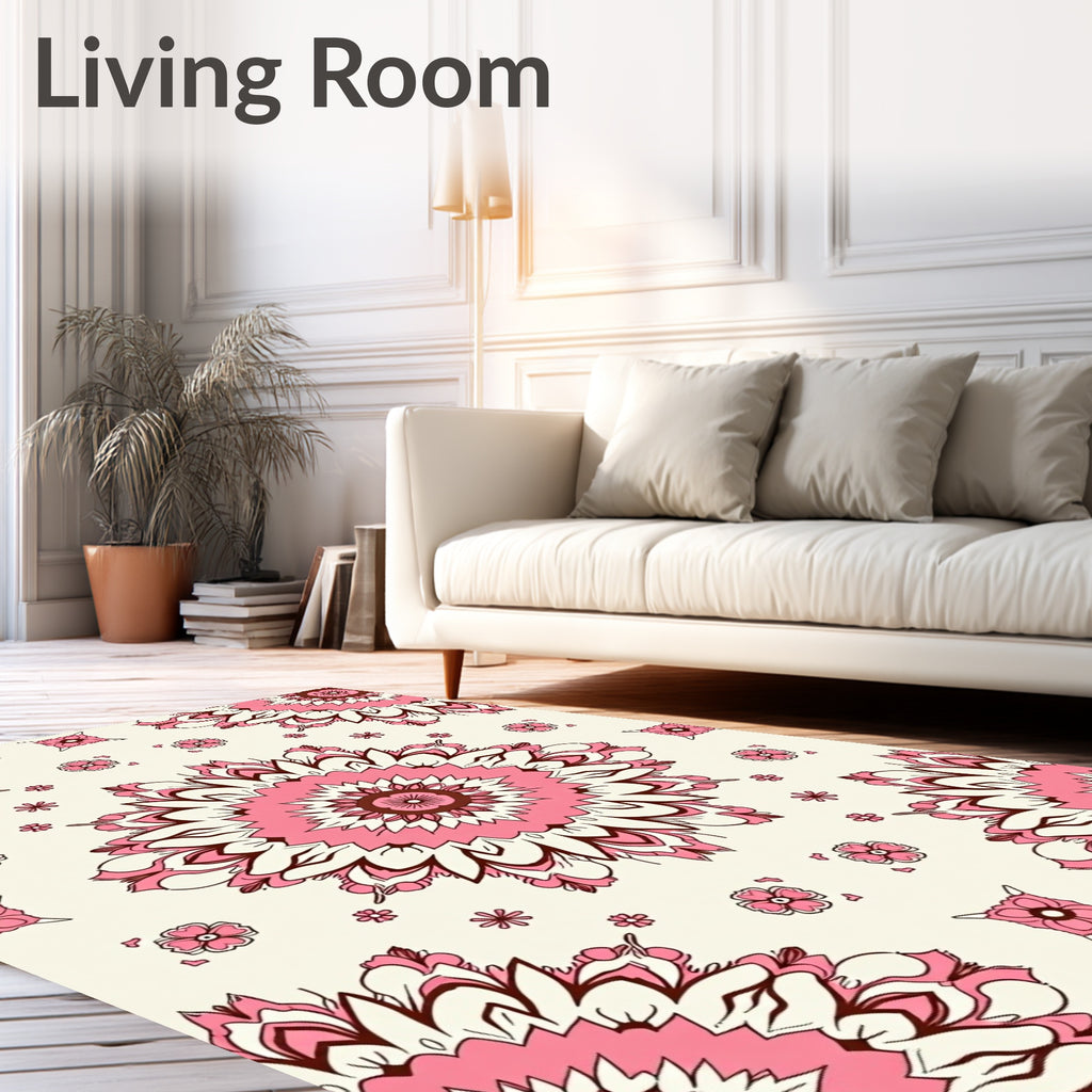 Pink Floral Mandala Medallion Radiance Rug