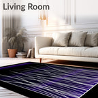 White Tall Grass Dark Purple Swirl Rug