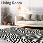 Bold Black White Zebra Swirl Rug
