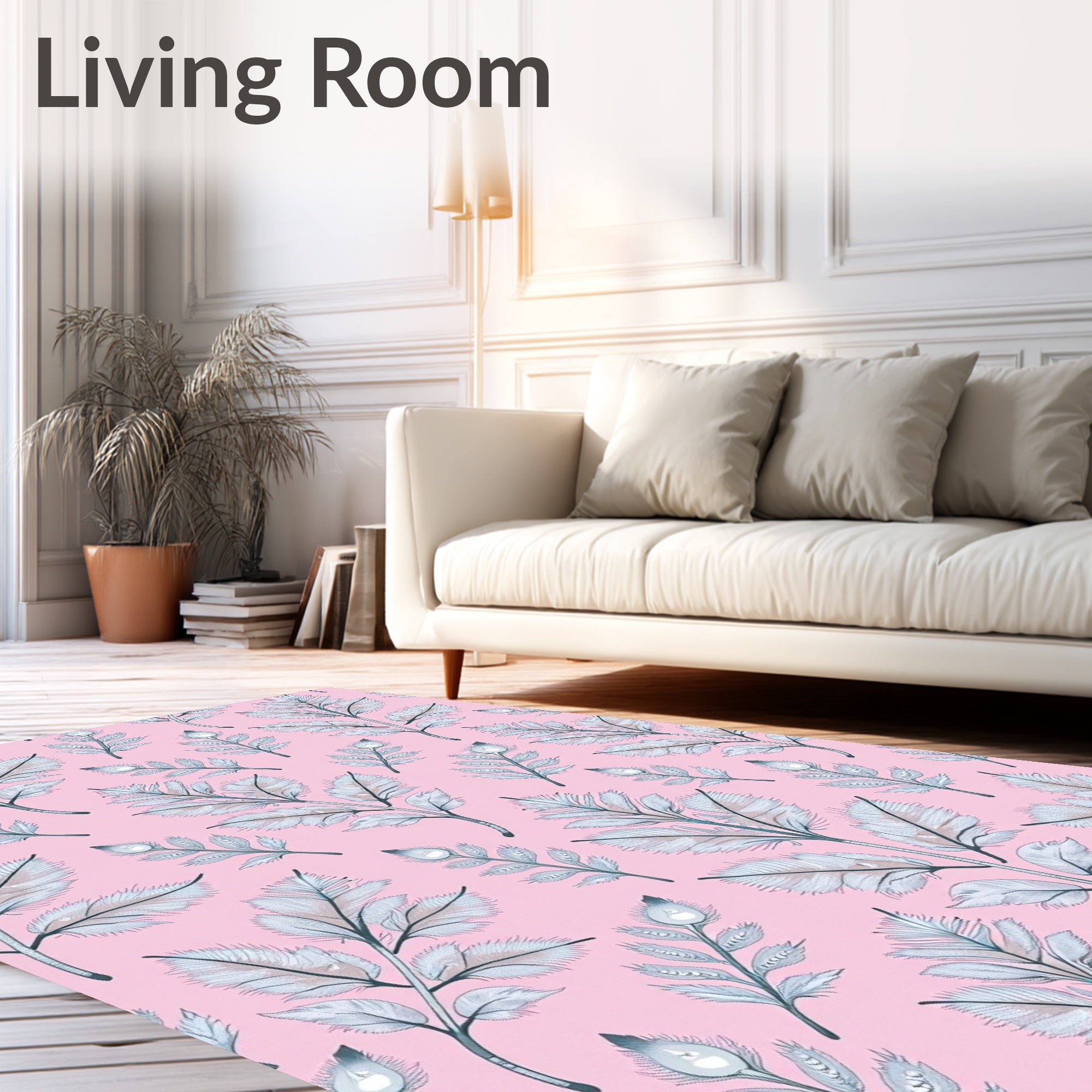 Delicate Pastel Feather Branches Rug