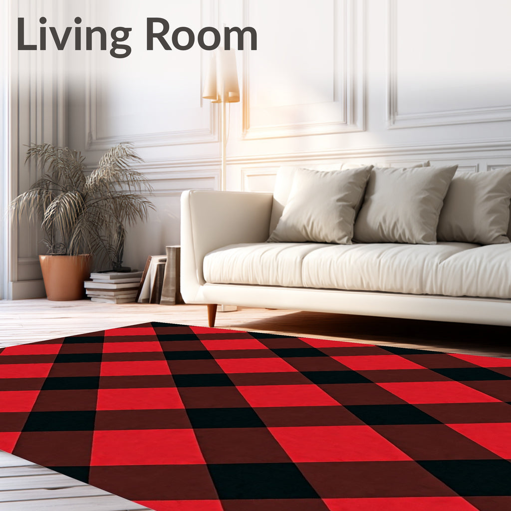 Red Black Buffalo Plaid Checks Rug
