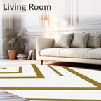 Gold Zig Zag Geometric Lines Rug