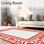 Bright Red Floral Arch Frame Rug
