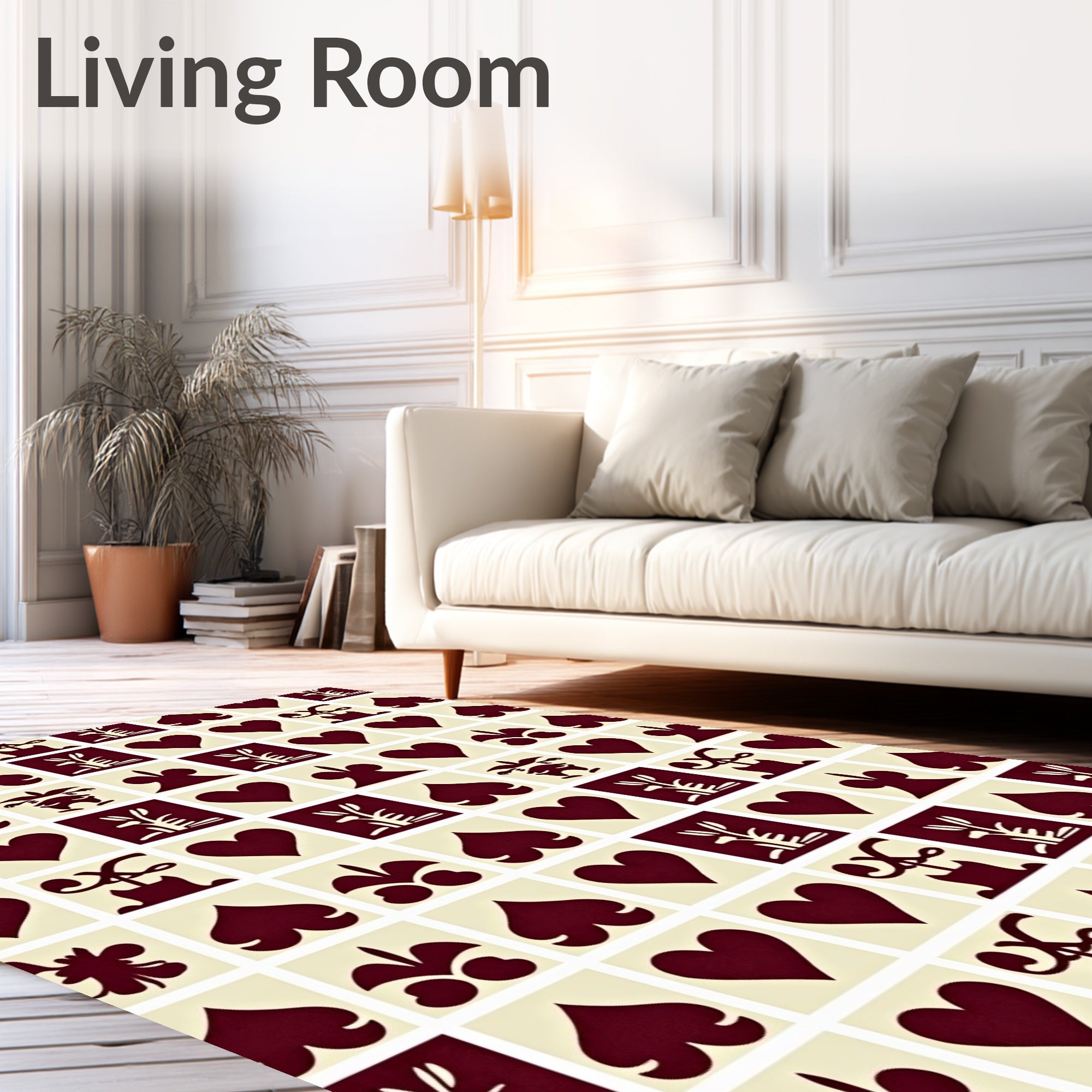 Deep Red Court Card Squares Rug