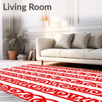 Bold Red Scrolling Vine Border Rug