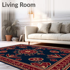 Regal Crimson Floral Medallion Rug