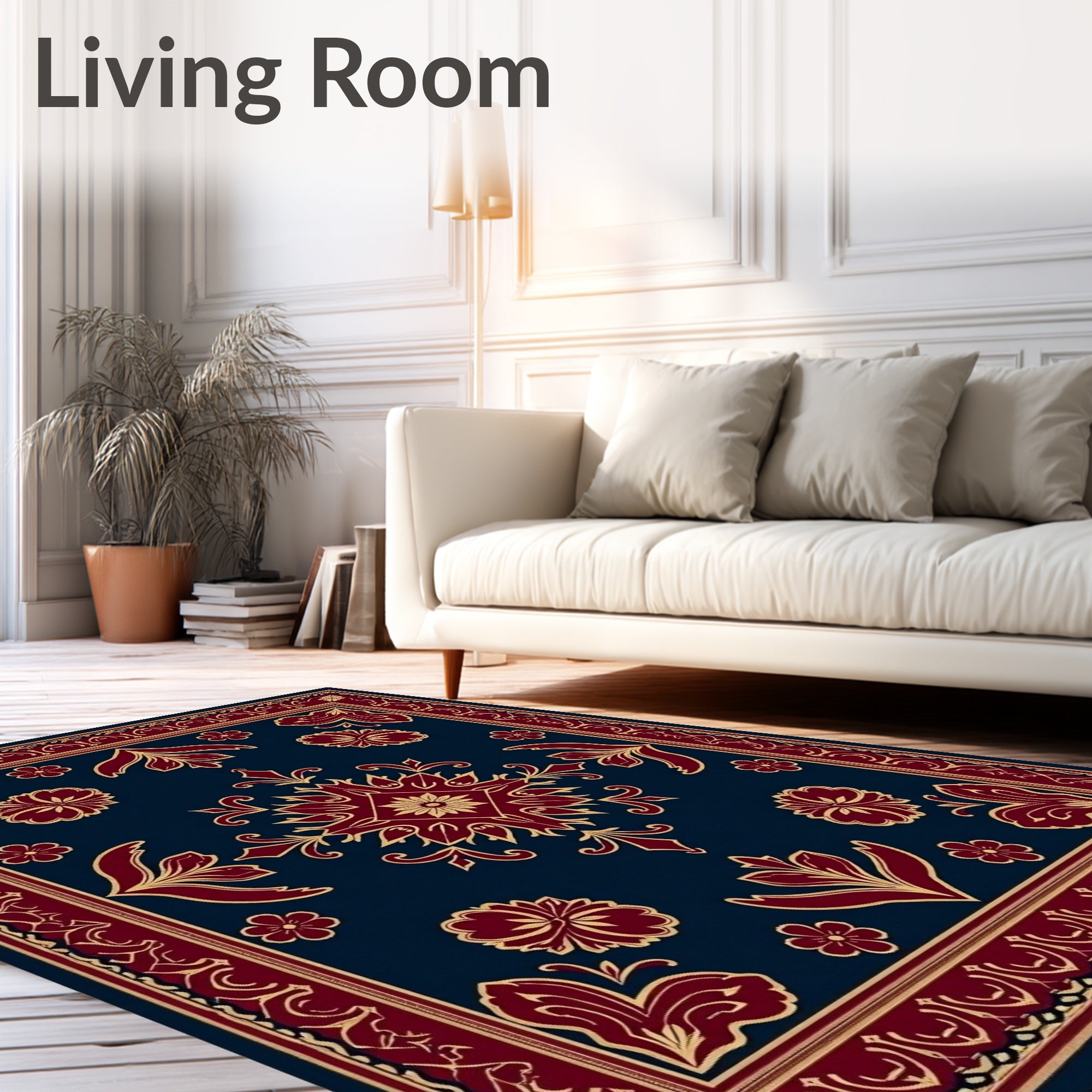 Regal Crimson Floral Medallion Rug