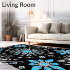 Bold Blue Snowflake Winter Sky Rug