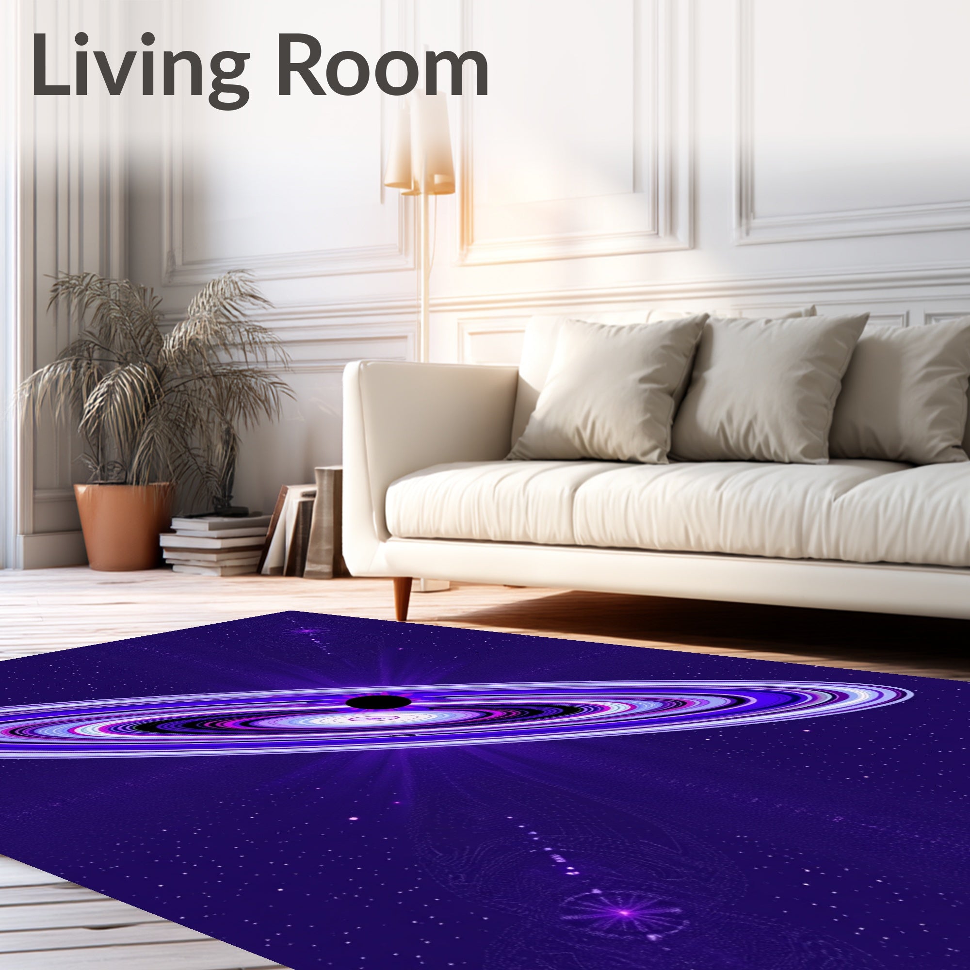 Vibrant Purple Cosmic Swirl Galaxy Rug