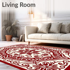 Crimson Floral Medallion Lattice Rug