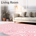 Pink Swirls with Red Flower Accents Rug
