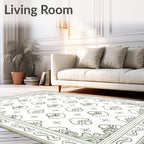 Green Floral Medallion Border Rug