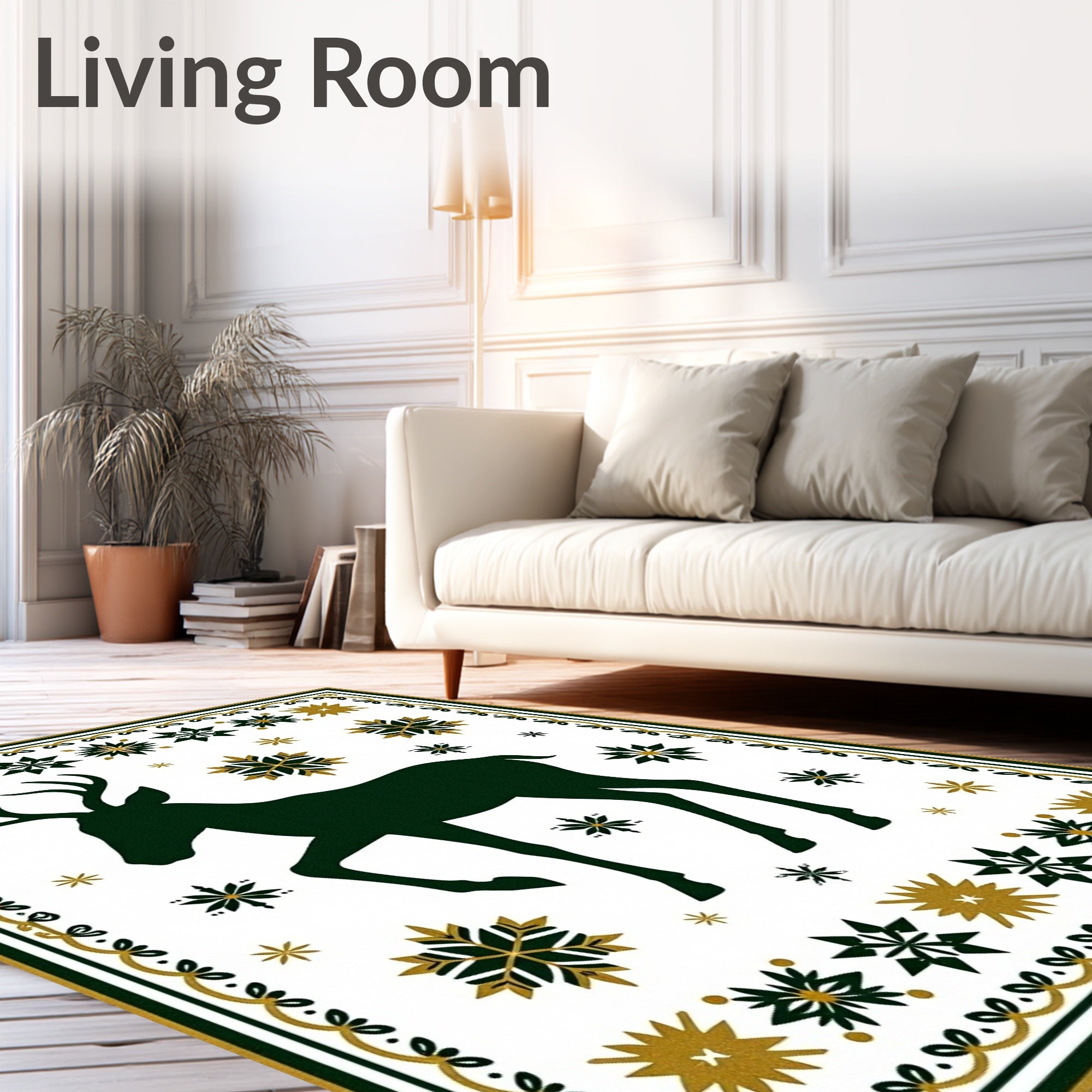 Elegant Buck Snowflakes Border Rug