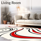 Crimson Black Swirl Flow Rug
