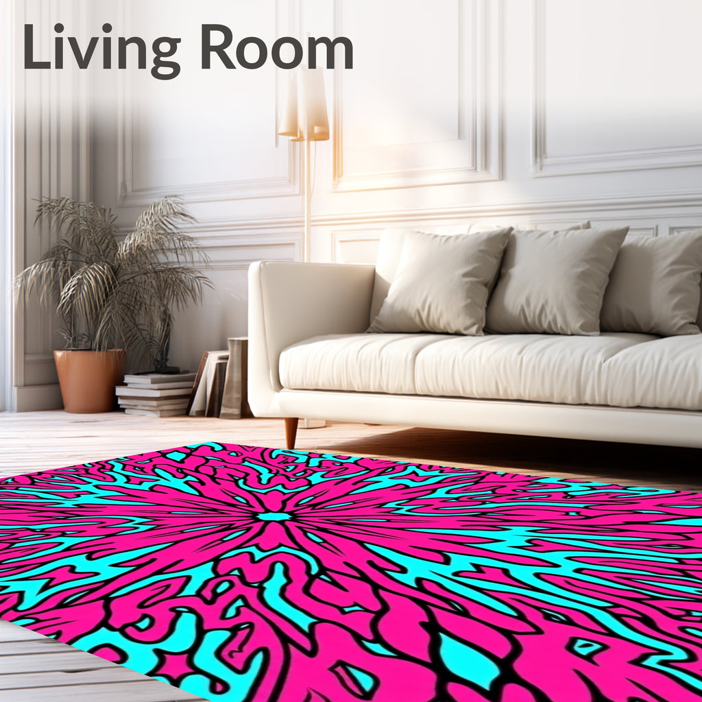 Electric Pink Cyan Psychedelic Bloom Rug