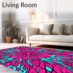 Electric Pink Cyan Psychedelic Bloom Rug