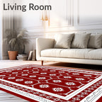 Crimson White Floral Arrangement Rug