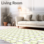 Light Yellow Hexagon Grid Rug