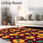 Orange Pumpkin Patch Burgundy Background Rug