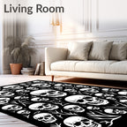 Monochrome Skull Collage Garland Rug