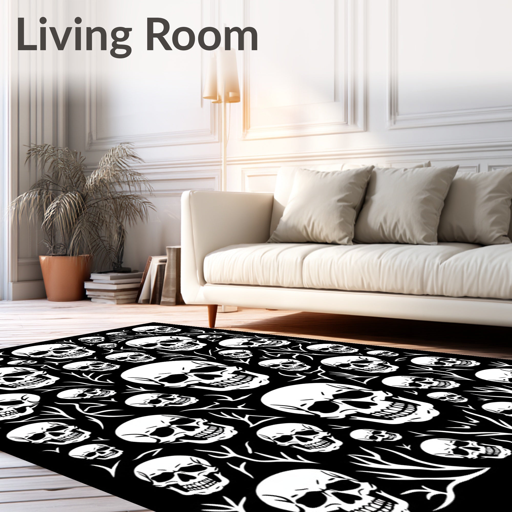 Monochrome Skull Collage Garland Rug