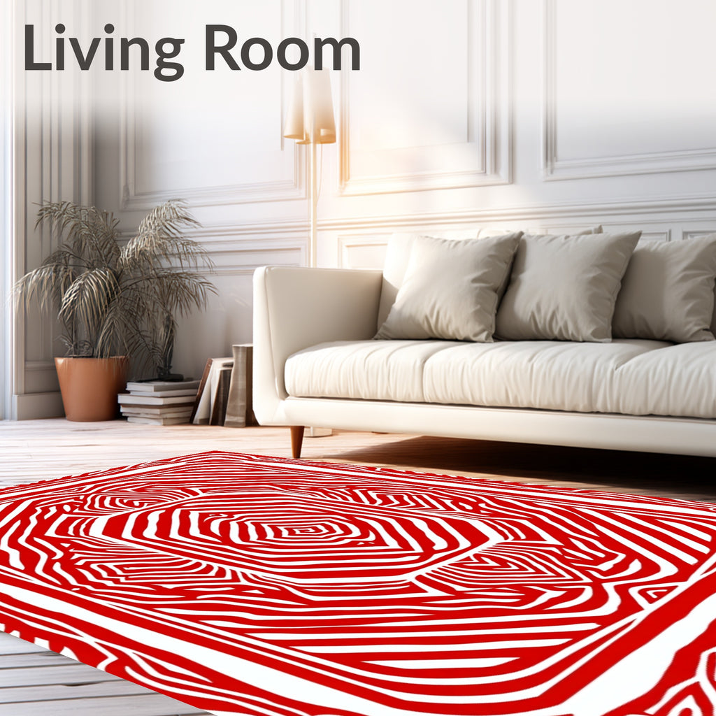 Bold Red Zebra Stripe Symmetry Rug